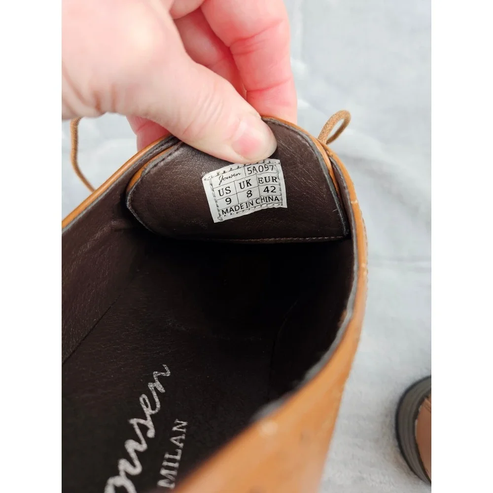 Jousen Milan Men's Size 9 Brown‎ Oxford Lace Up Dress Shoes